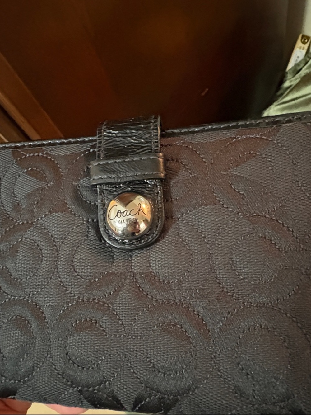 Coach black signature jacquard checkbook wallet Vintage - Picture 10 of 10
